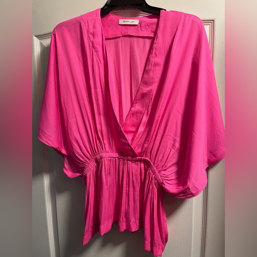 Mustard Seed Vibrant Pink Women's Batwing Blouse- Medium